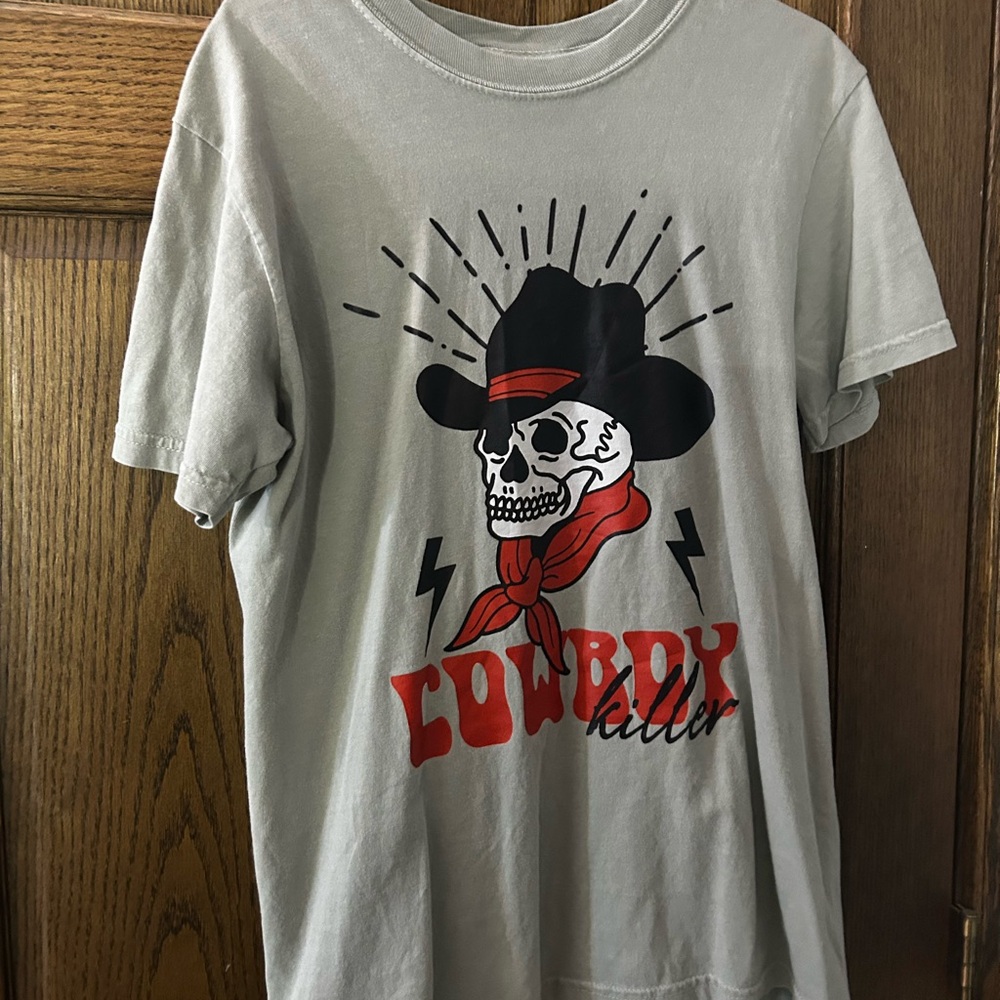 Comfort Colors Gray Cowboy Skull T-Shirt